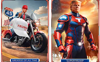 The cards feature 50 new images of Trump